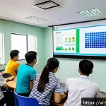 농산물품질관리사 자격증 시험 합격률 통계 - A detailed illustration of a Vietnamese agricultural quality management training session in a modern...